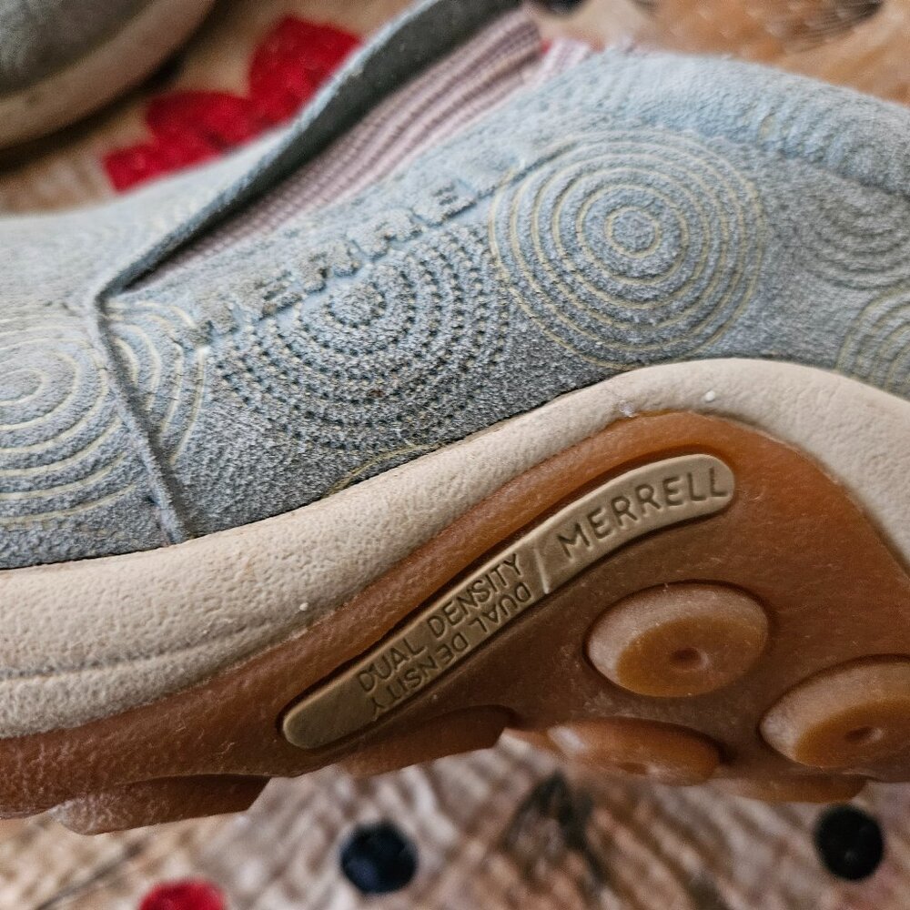 Light Blue Merrell Patterned Suede Mocs 8M - Picture 6 of 8